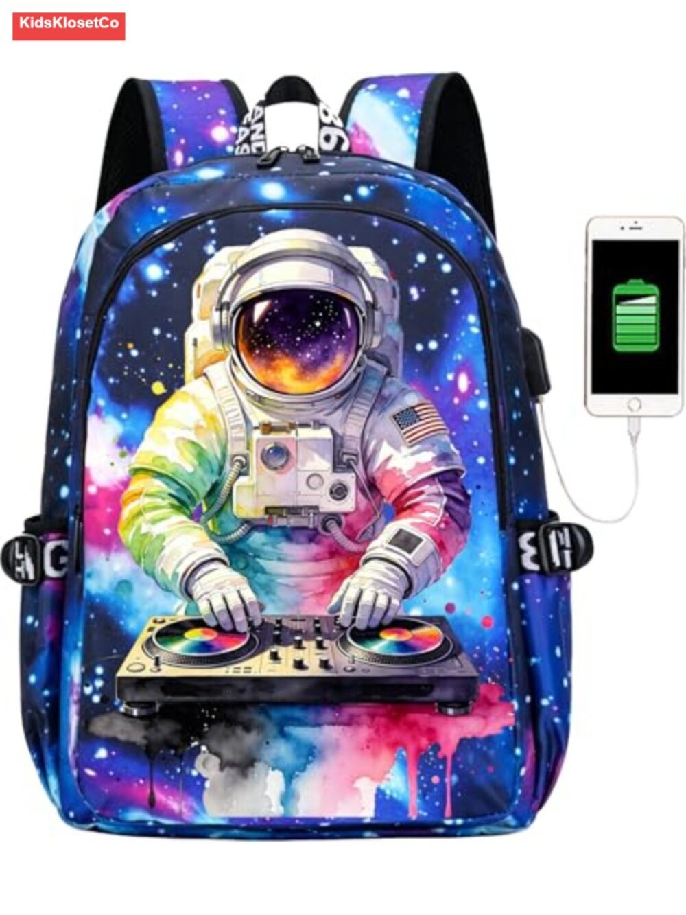 Astronaut Backpack for Kids Teens Large Capacity Bookbag with USB Port